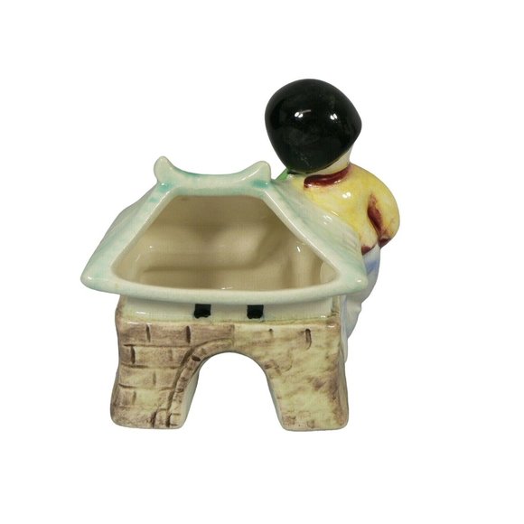 Asian Pocket Planter Japan Hand Painted Chop Marked - Picture 3 of 12